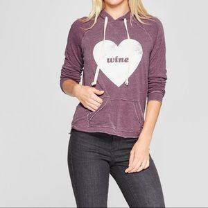 GRAYSON THREADS HEART WINE GRAPHIC HOODIE SIZE XL